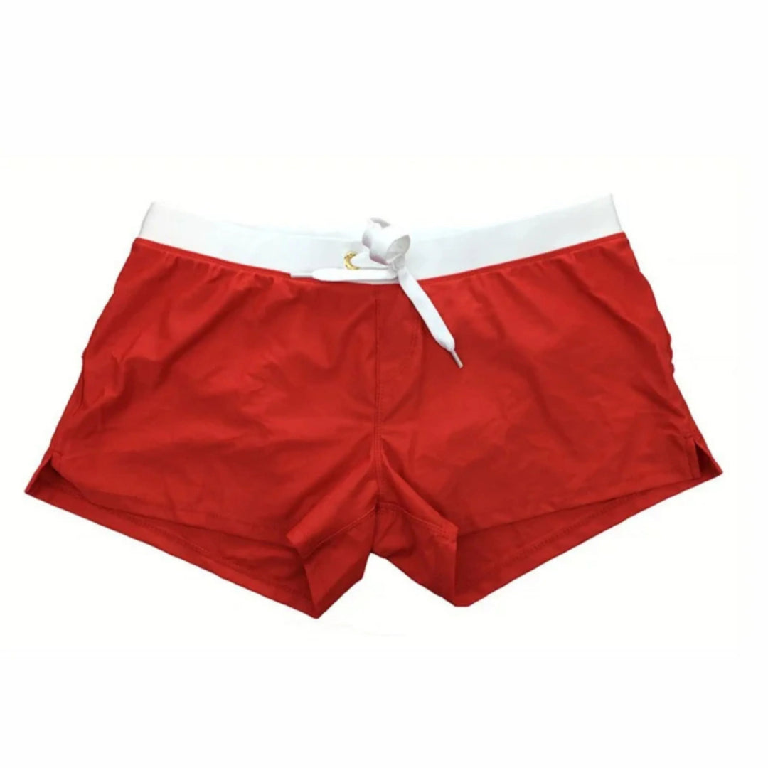 "Short de bain homme séchage rapide, taille ajustable, tissu léger et respirant, couleurs vibrantes, été piscine plage."