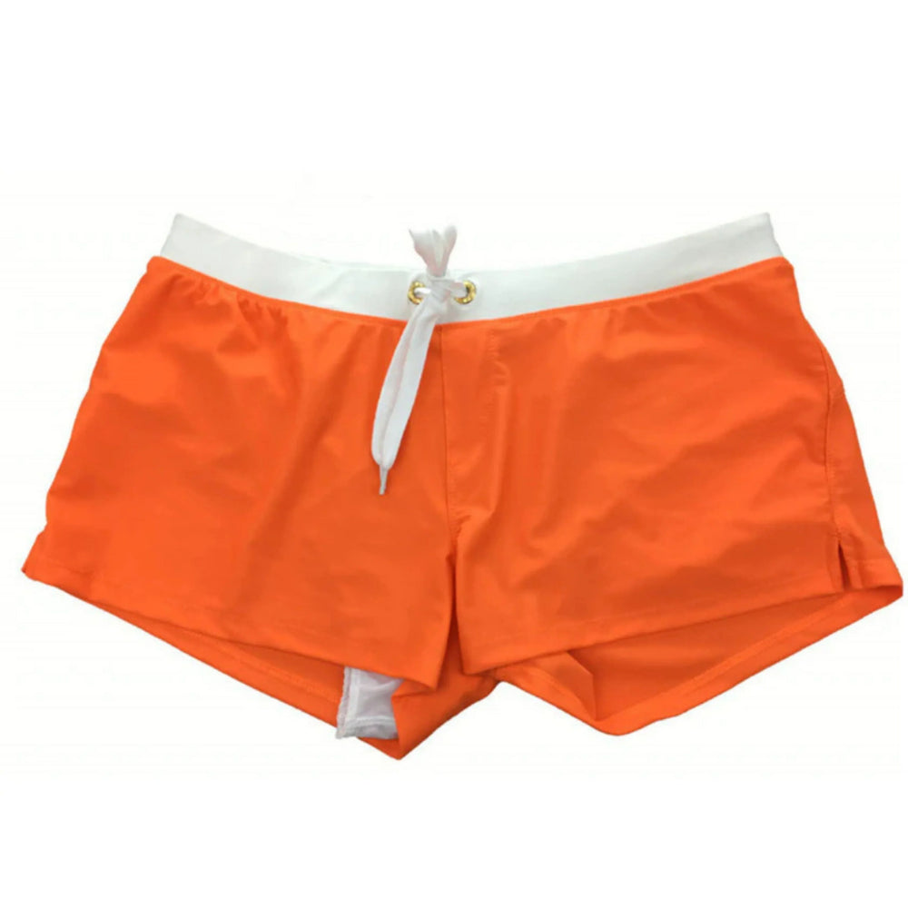 "Short de bain homme séchage rapide, taille ajustable, tissu léger et respirant, couleurs vibrantes, été piscine plage."