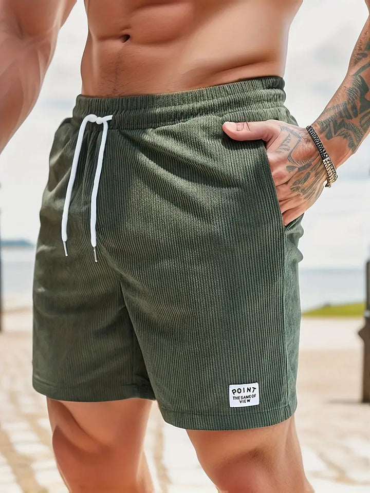 "Short de bain hommes léger multicolore avec taille élastique, cordon ajustable, séchage rapide, parfait pour la plage"