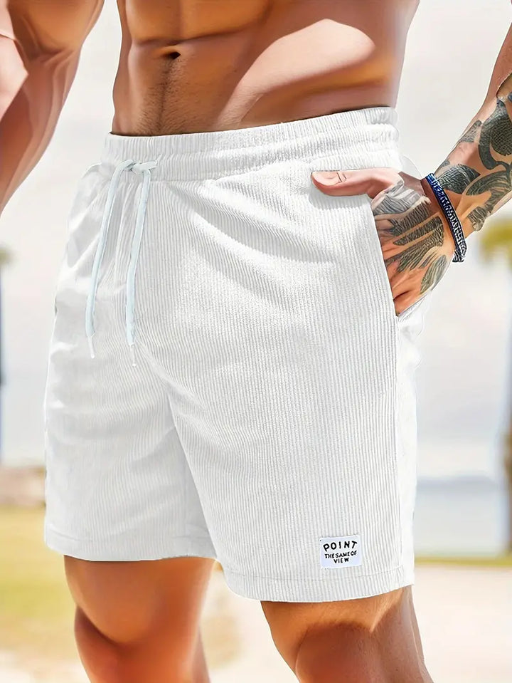 "Short de bain hommes léger multicolore avec taille élastique, cordon ajustable, séchage rapide, parfait pour la plage"