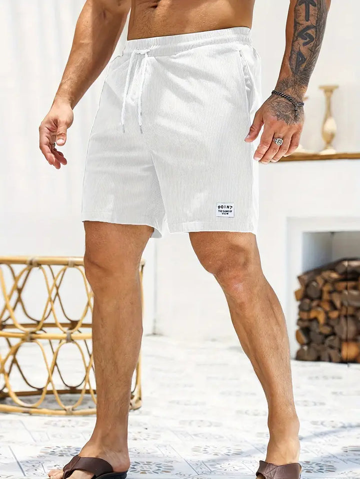 "Short de bain hommes léger multicolore avec taille élastique, cordon ajustable, séchage rapide, parfait pour la plage"