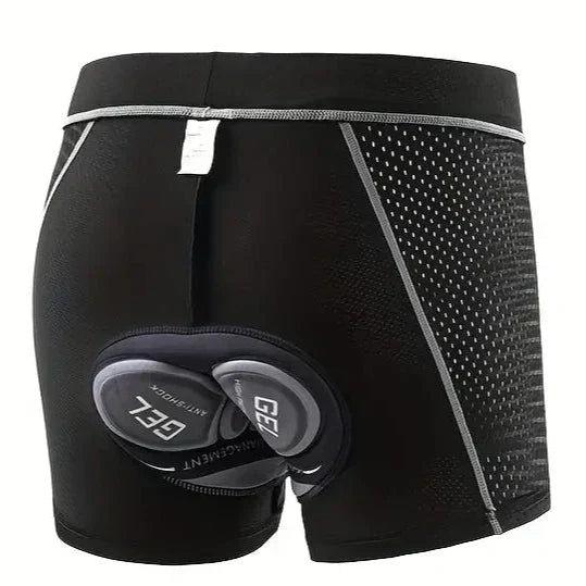 "Short de cyclisme noir, coussin Gel 3D, système Quick-Dry, design ergonomique pour haute performance et confort."
