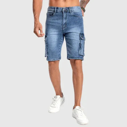 "Short en jean Raphaël bleu denim, coupe moderne et ajustée, idéal pour un style élégant et confortable en été."
