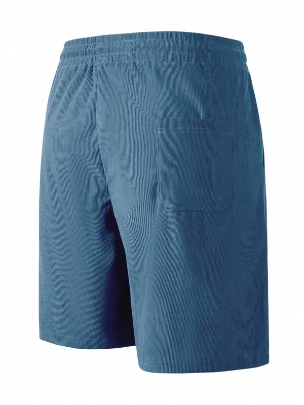Short homme chic en velours côtelé bleu marine, stretch, parfait pour les loisirs estivaux.