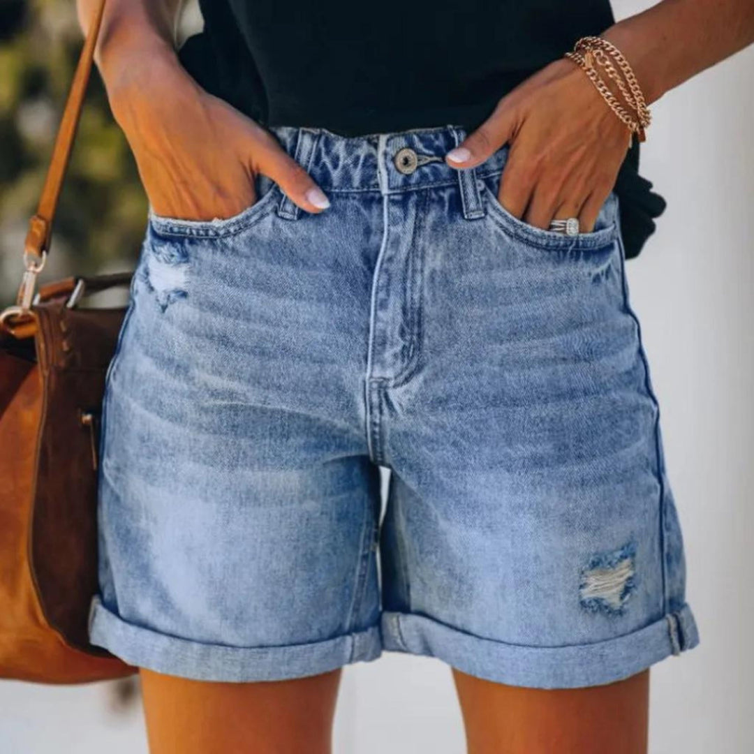 Short taille haute décontracté femme, idéal pour l'été. Confortable et élégant, parfait pour la mode estivale.