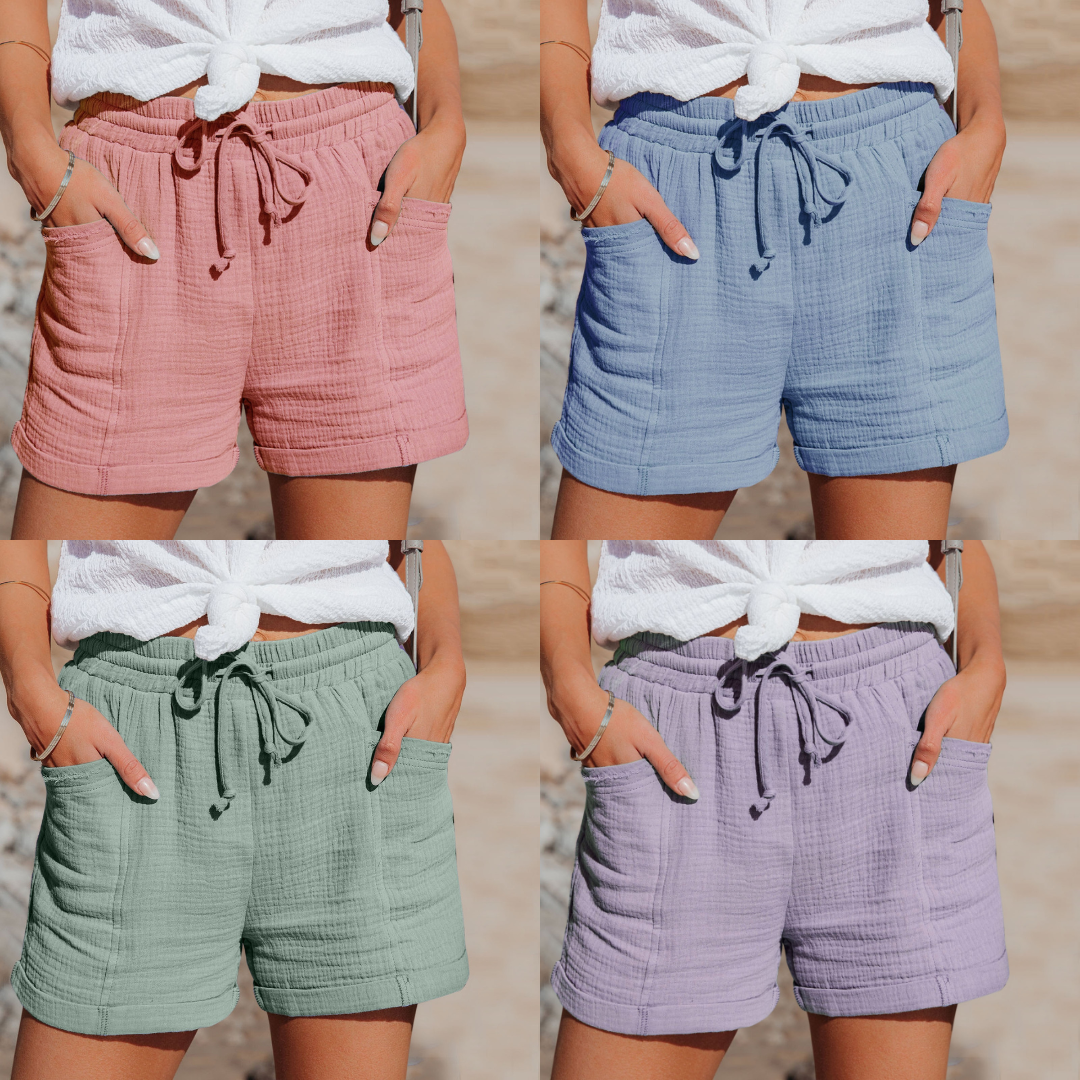 Shorts femme en coton, coupe élégante et confortable.  Idéal été.