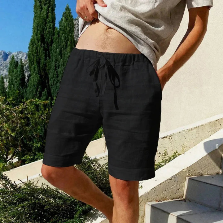 Shorts lin homme été.  Coupe classique, tissu léger et respirant. Parfait pour la saison estivale.