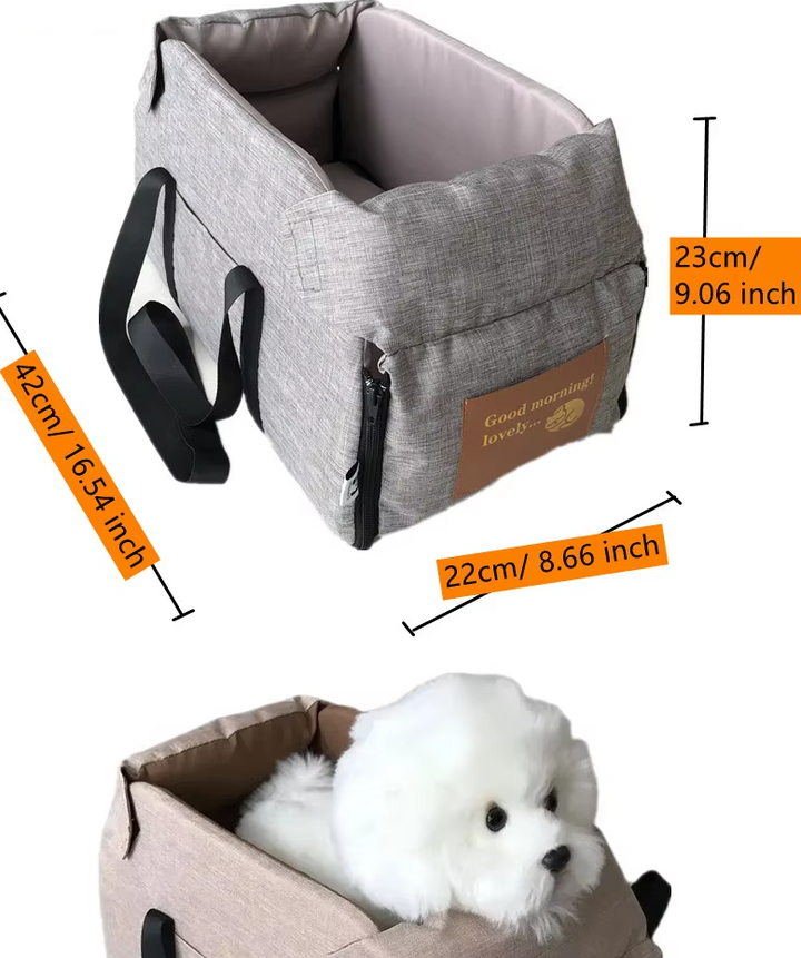 Siège auto rembourré pour chien, confortable et sécuritaire.  Voyage en toute sécurité pour votre animal.