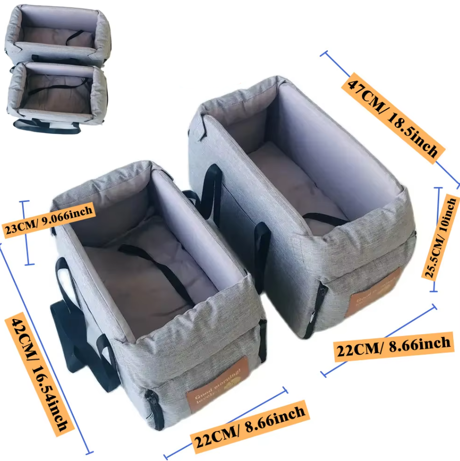 Siège auto rembourré pour chien, confortable et sécuritaire.  Voyage en toute sécurité pour votre animal.
