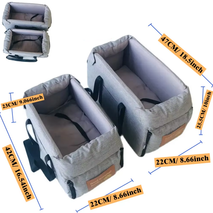 Siège auto rembourré pour chien, confortable et sécuritaire.  Voyage en toute sécurité pour votre animal.