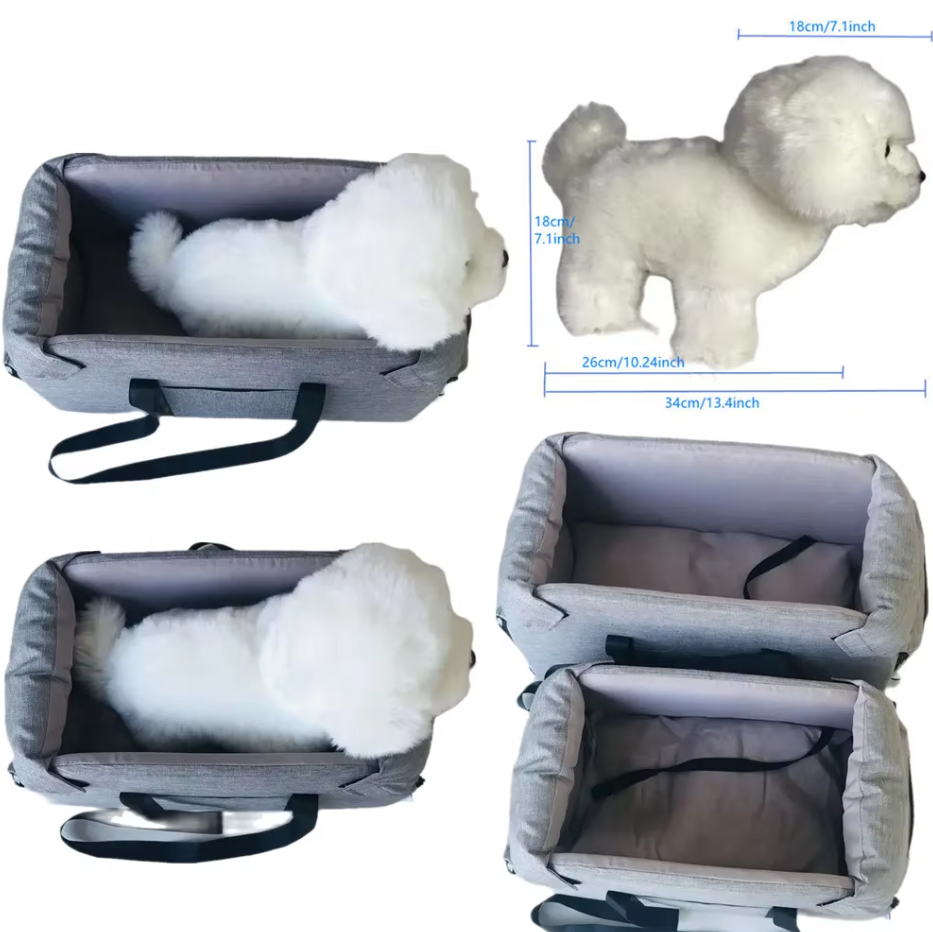 Siège auto rembourré pour chien, confortable et sécuritaire.  Voyage en toute sécurité pour votre animal.