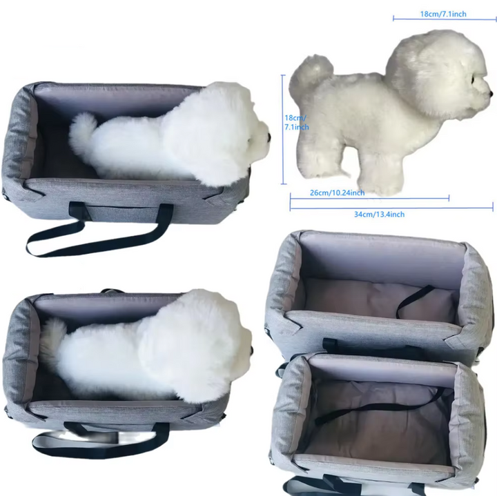 Siège auto rembourré pour chien, confortable et sécuritaire.  Voyage en toute sécurité pour votre animal.