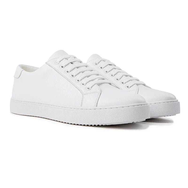 "Sneakers en cuir pour homme, design épuré et moderne, couleur sobre, semelle rembourrée, élégance et confort assurés."