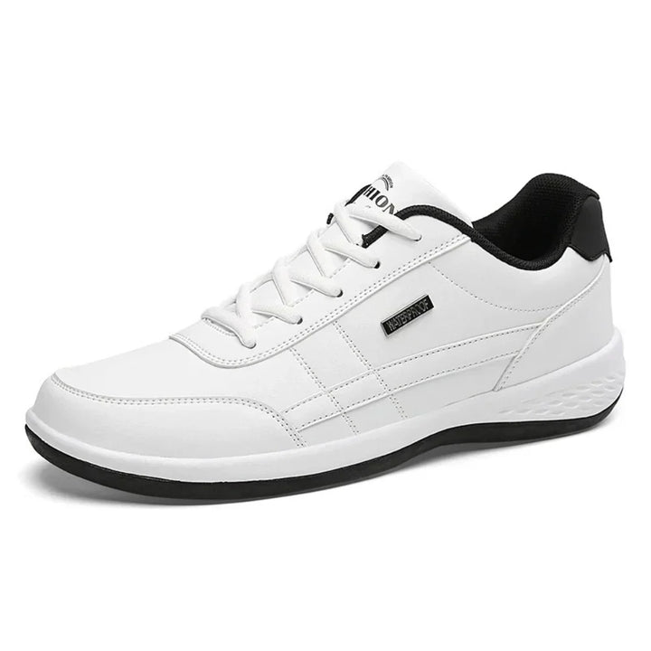 Sneakers orthopédiques en cuir bleu pour hommes, style moderne, confort et soutien, semelle antidérapante.