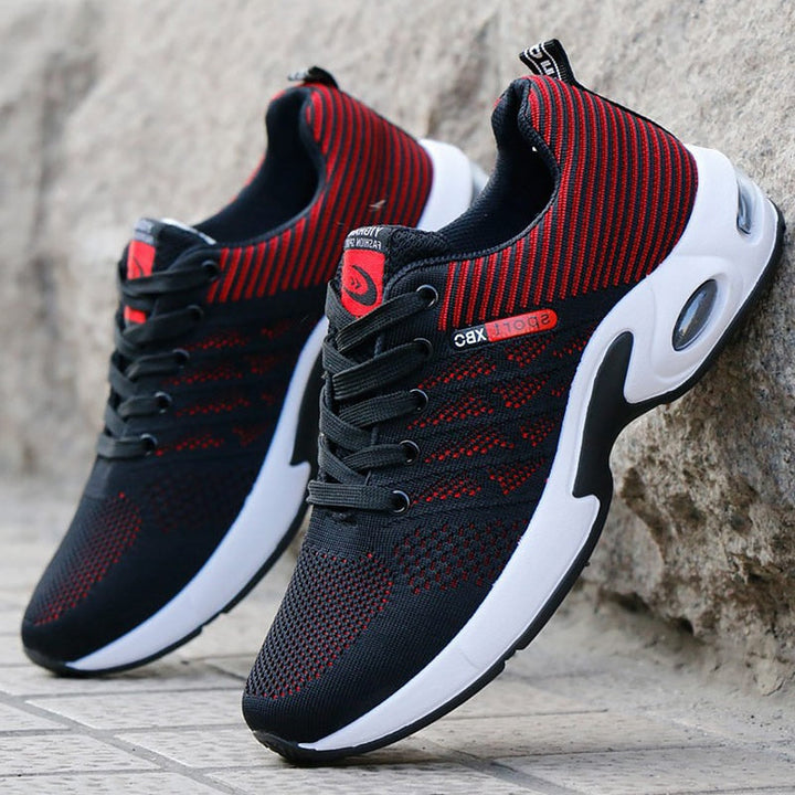 "Sneakers orthopédiques homme, cuir bleu, semelle amortissante, style moderne pour confort quotidien."