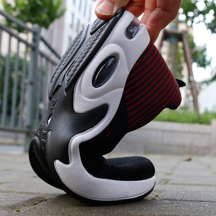 "Sneakers orthopédiques homme, cuir bleu, semelle amortissante, style moderne pour confort quotidien."