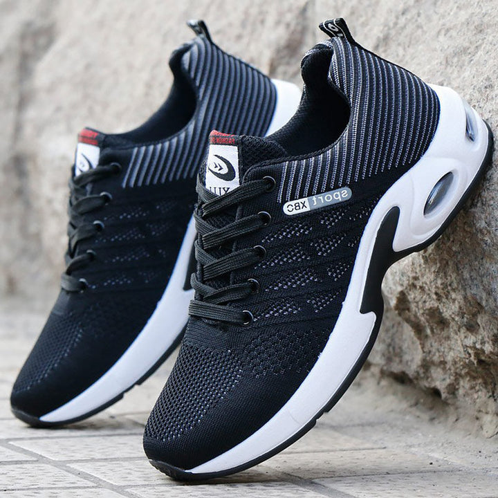 "Sneakers orthopédiques homme, cuir bleu, semelle amortissante, style moderne pour confort quotidien."
