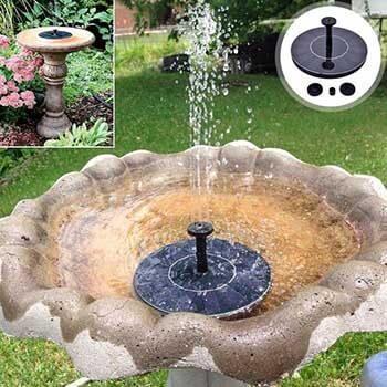 Solar-powered mini garden fountain. Elegant design, attracts birds. Easy installation, eco-friendly.