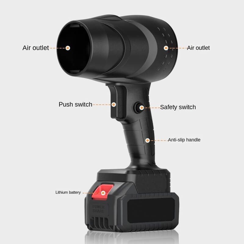 "Souffleur d'air haute pression compact, nettoyage efficace, design ergonomique léger idéal extérieur et intérieur."