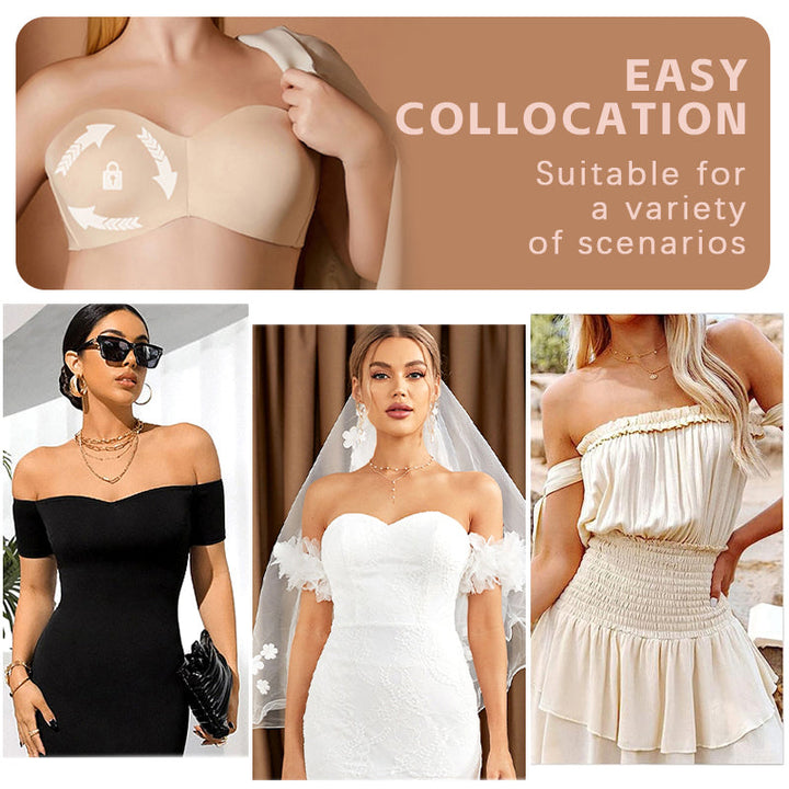Lingerie femme élégante: soutien-gorge sans bretelles noir, idéal pour les soirées et les occasions spéciales.