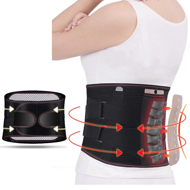 Soutien lombaire respirant et ajustable. Soulage les douleurs dorsales.  Confort optimal.