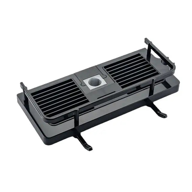 "Support de douche universel moderne blanc avec étagères et design auto-drainant, idéal pour le rangement optimal en salle de