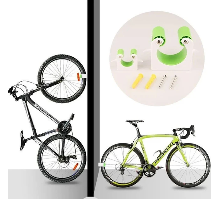 Support mural vélo en plastique robuste, bleu, optimisant l'espace et facilitant un rangement vertical fonctionnel.