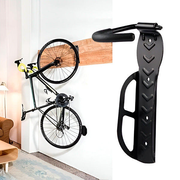 Support mural vélo, rangement gain de place, design moderne, fixation murale pour vélo.