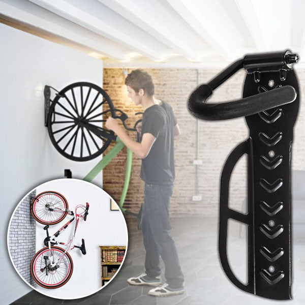 Support mural vélo, rangement gain de place, design moderne, fixation murale pour vélo.