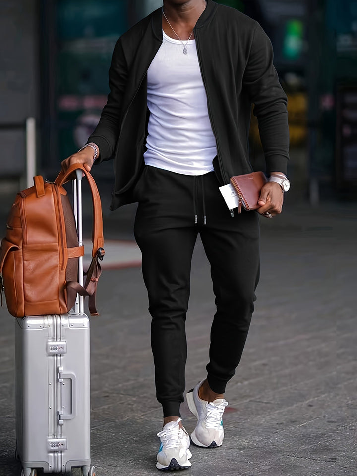 Survêtement athlétique homme élégant, ensemble jogging complet pour un confort quotidien et un style urbain moderne.