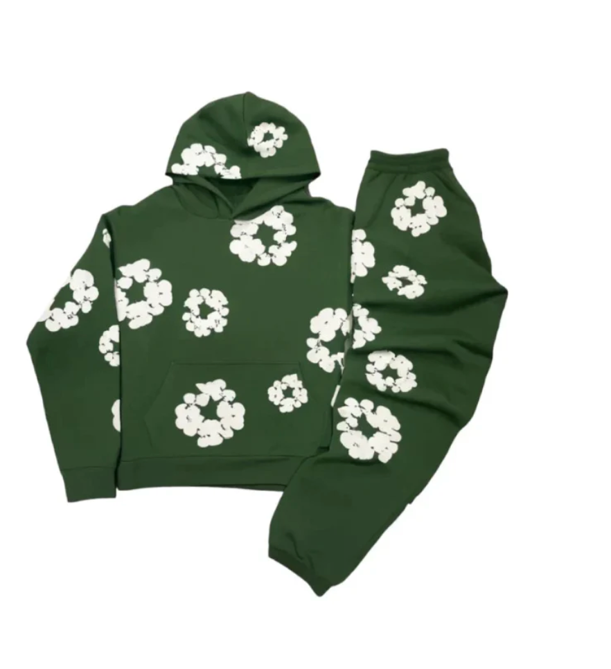 Survêtement unisexe floral automne, ensemble sportswear avec un imprimé vibrant et stylé.