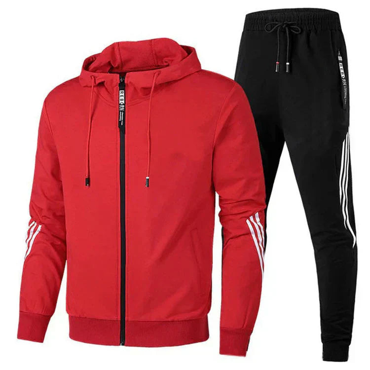 Vêtement homme polyvalent: survêtement à capuche pour un confort moderne, parfait pour le sport ou la détente.