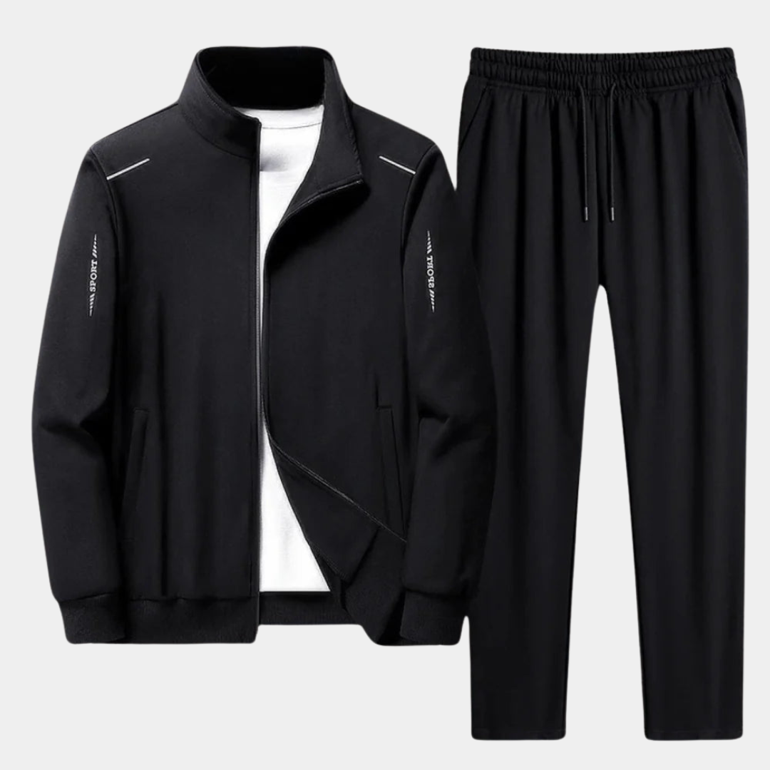 Veste zippée athlétique pour homme, partie du survêtement. Idéale pour le sport et le style décontracté.