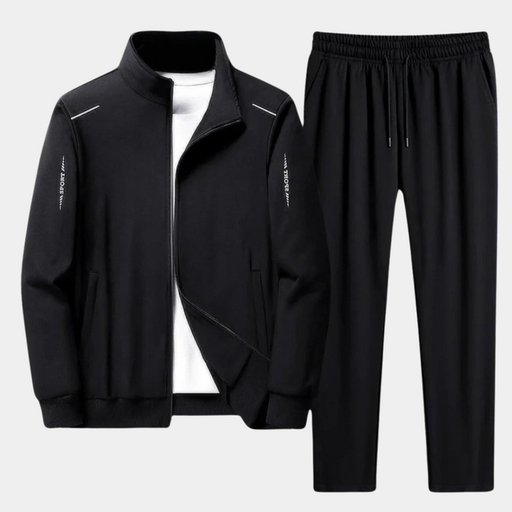 Veste zippée athlétique pour homme, partie du survêtement. Idéale pour le sport et le style décontracté.