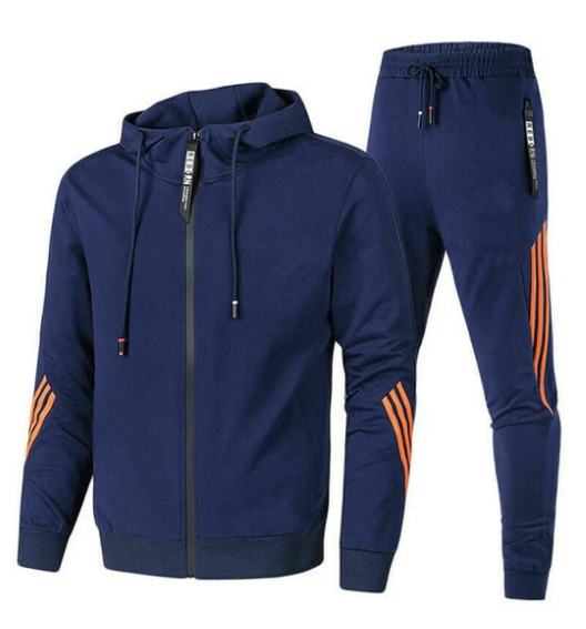 Survêtement homme élégant, bleu marine, confortable, pour sport ou détente avec poches pratiques, design moderne et épuré.