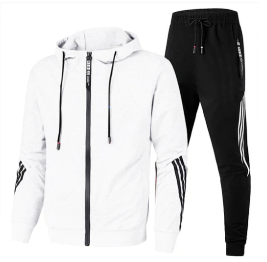 Survêtement homme élégant, bleu marine, confortable, pour sport ou détente avec poches pratiques, design moderne et épuré.