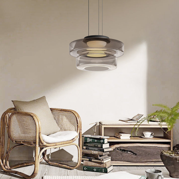 Suspension design Bauhaus, lampe verre élégante. Éclairage intérieur, hauteur réglable.