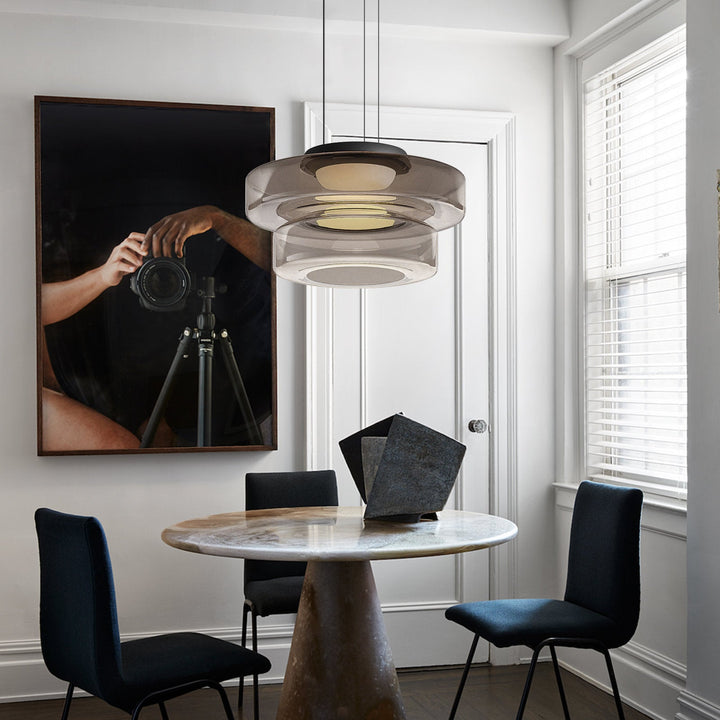 Suspension design Bauhaus, lampe verre élégante. Éclairage intérieur, hauteur réglable.
