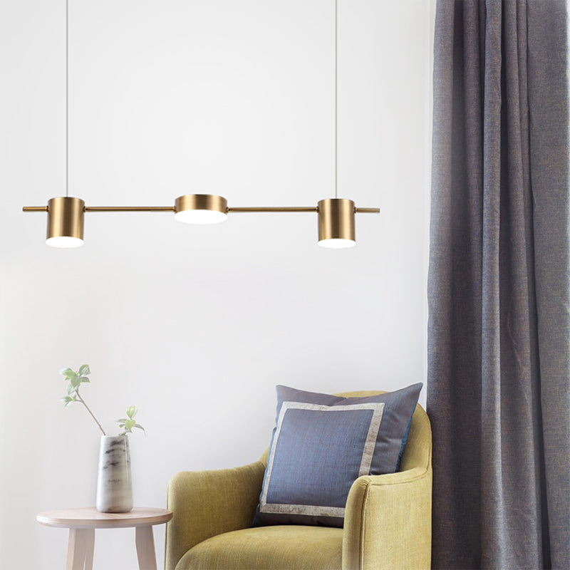 Suspension élégante noire/or en aluminium avec éclairage LED moderne, 3 ou 5 lumières, idéale pour intérieur contemporain.