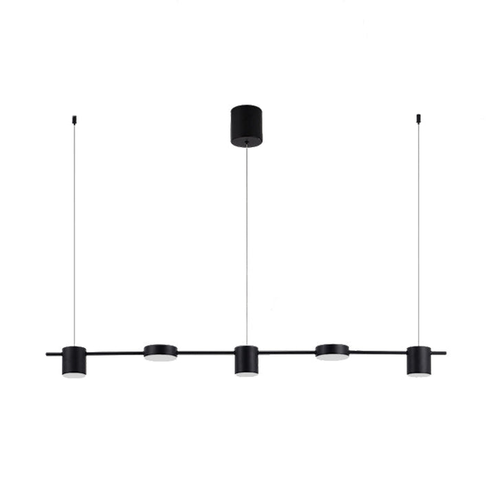 Suspension élégante noire/or en aluminium avec éclairage LED moderne, 3 ou 5 lumières, idéale pour intérieur contemporain.