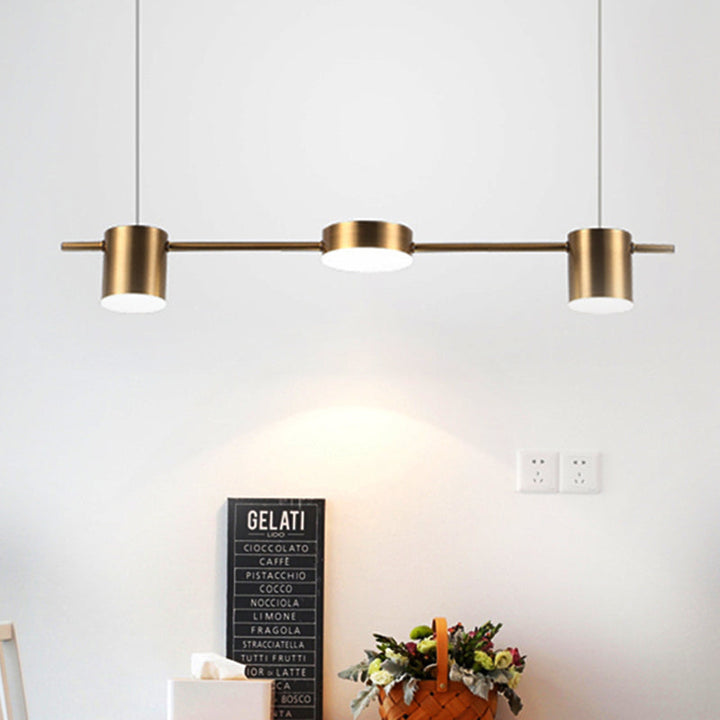 Suspension élégante noire/or en aluminium avec éclairage LED moderne, 3 ou 5 lumières, idéale pour intérieur contemporain.