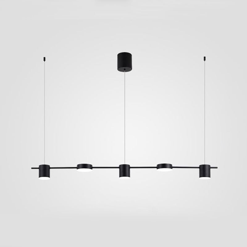 Suspension élégante noire/or en aluminium avec éclairage LED moderne, 3 ou 5 lumières, idéale pour intérieur contemporain.