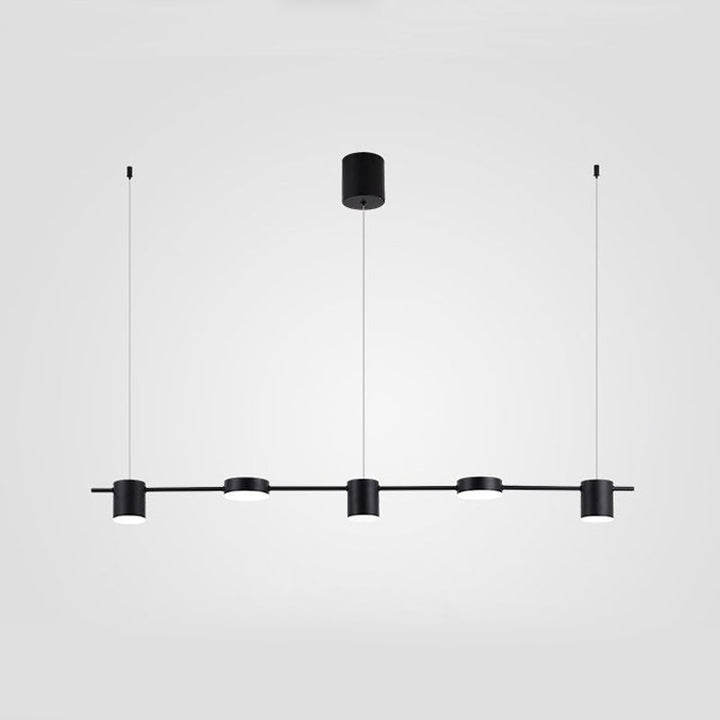 Suspension élégante noire/or en aluminium avec éclairage LED moderne, 3 ou 5 lumières, idéale pour intérieur contemporain.
