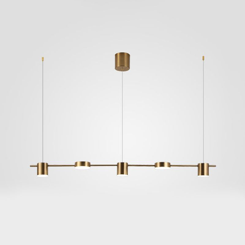 Suspension élégante noire/or en aluminium avec éclairage LED moderne, 3 ou 5 lumières, idéale pour intérieur contemporain.