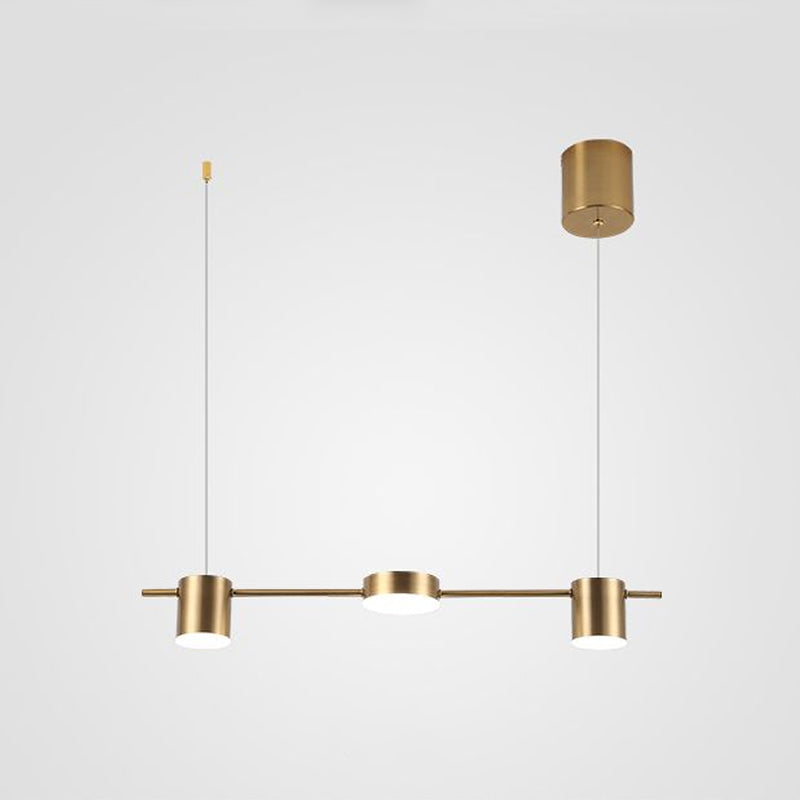 Suspension élégante noire/or en aluminium avec éclairage LED moderne, 3 ou 5 lumières, idéale pour intérieur contemporain.