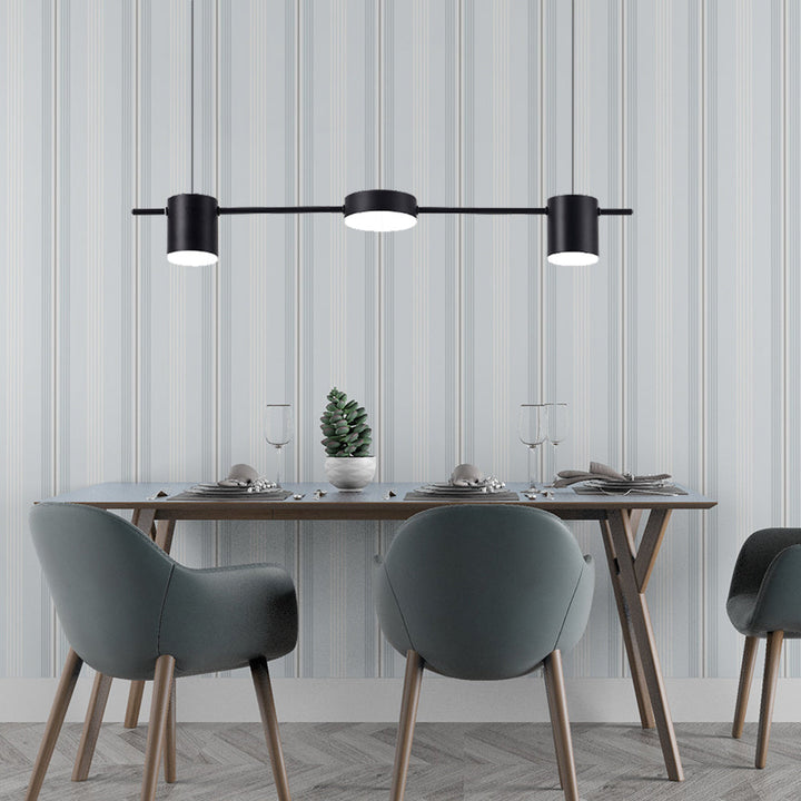 Suspension élégante noire/or en aluminium avec éclairage LED moderne, 3 ou 5 lumières, idéale pour intérieur contemporain.