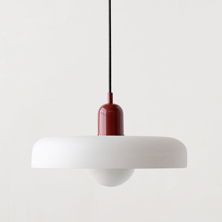 Suspension luminaire Bauhaus, verre coloré, design artistique, lumière douce.