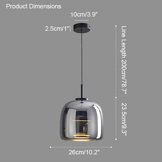 Suspension lumineuse en verre soufflé, design élégant et moderne.  Luminaire intérieur, forme tambour, ambiance chaleureuse.