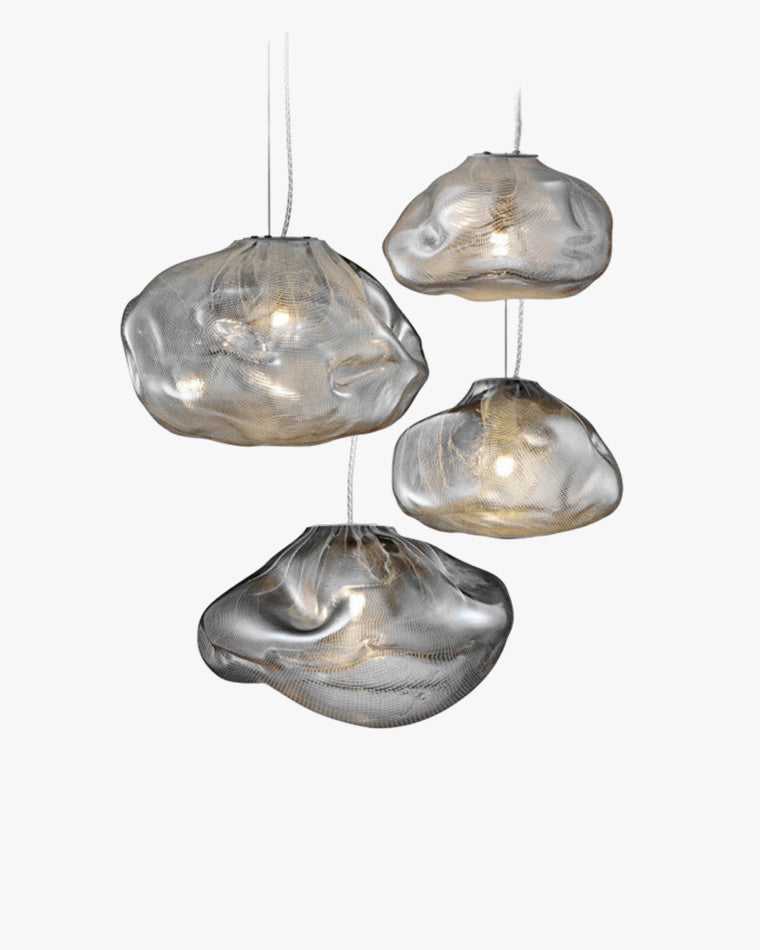 Suspension nuage en verre soufflé, éclairage design, luminaire élégant et aérien.