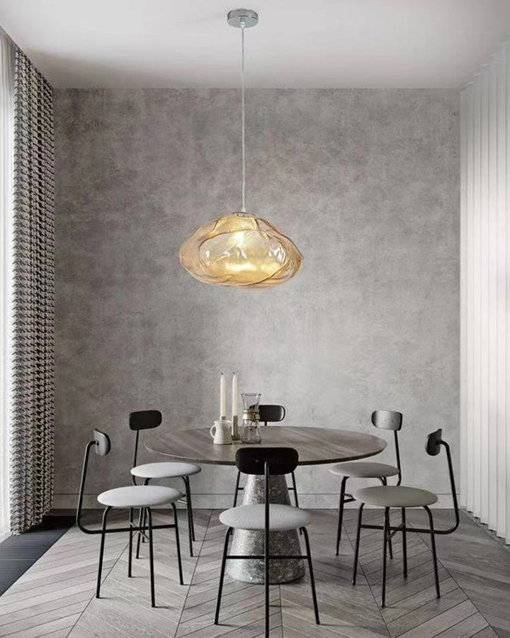 Suspension nuage en verre soufflé, éclairage design, luminaire élégant et aérien.